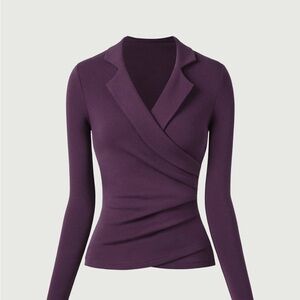 OGL ProWarm Collared Surplice Top
Color: Deep Fig Size S